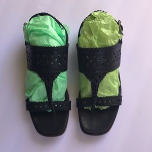 Sigerson Morrison black leather lace flat sandal